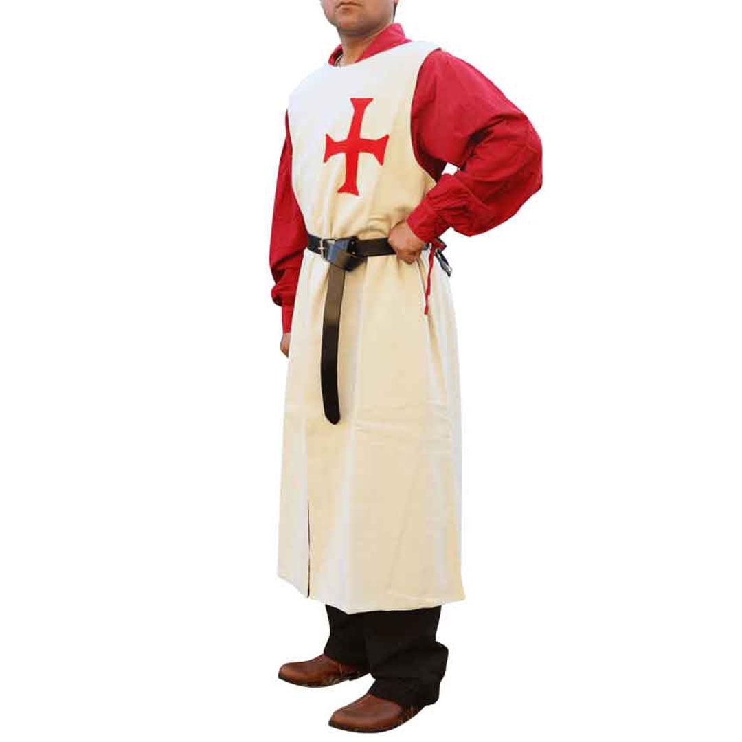 The Medievals Men Fancy Dress Knights Red Cross Surcoat, White - Large ...