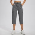 thumbnail image 6 of Cargo Capri Pants for Women Casual Summer Drawstring Elastic Waist Quick Dry Hiking Capris with Pockets, 2XL, 6 of 7