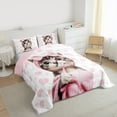 thumbnail image 3 of Manfei Cute Cartoon Cat King Size Comforter Sets,Pet Animal Bedding Comforter Set,Pink Heart Print Bedding Set For Girls,Breathable Home Decor Reversible,3pcs, 3 of 8