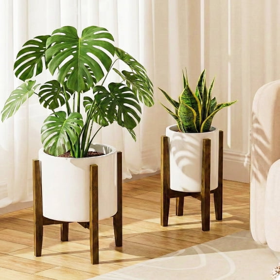 Bamworld Adjustable Bamboo Plant Stand Indoor,Plant Shelves Fits 8 9 10 11 12 inch,Small Corner Planter Holder for Indoor Plants,Flower Stand for Home Garden Indoor Outdoor Decoration