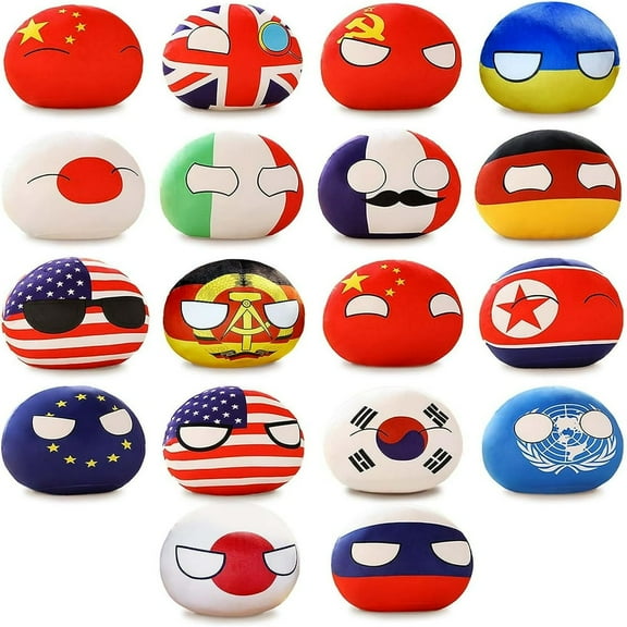 JUNWELL 18 PCS Country Balls Plushies 4 in Poland Ball Doll for Children and Adult Gifts Pendant Accessories Stuffed Toys