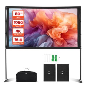 KFFKFF 80-Inch Foldable Projector Screen With Stand