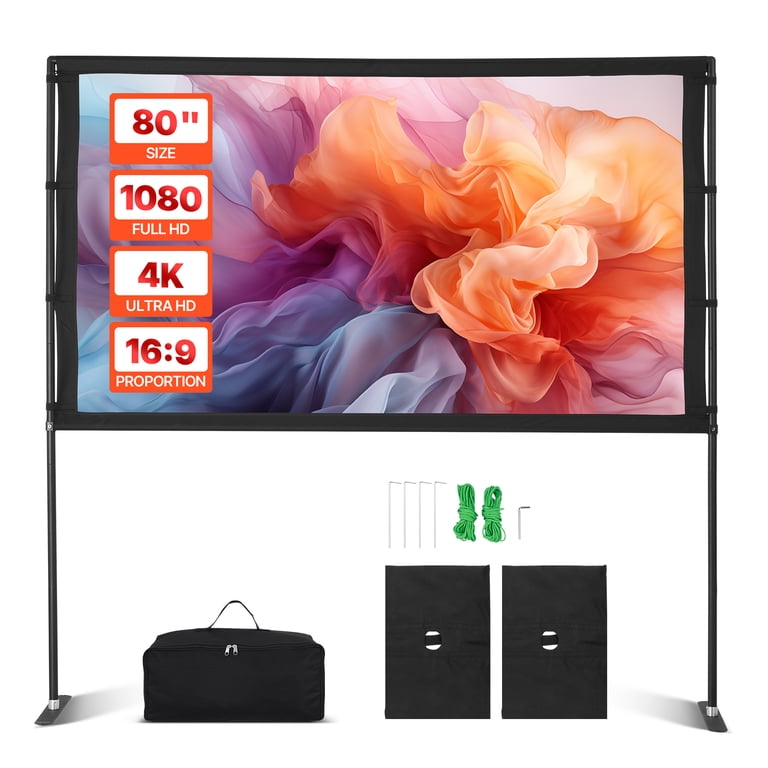 KFFKFF 80-Inch Foldable Projector Screen With Stand photo 1