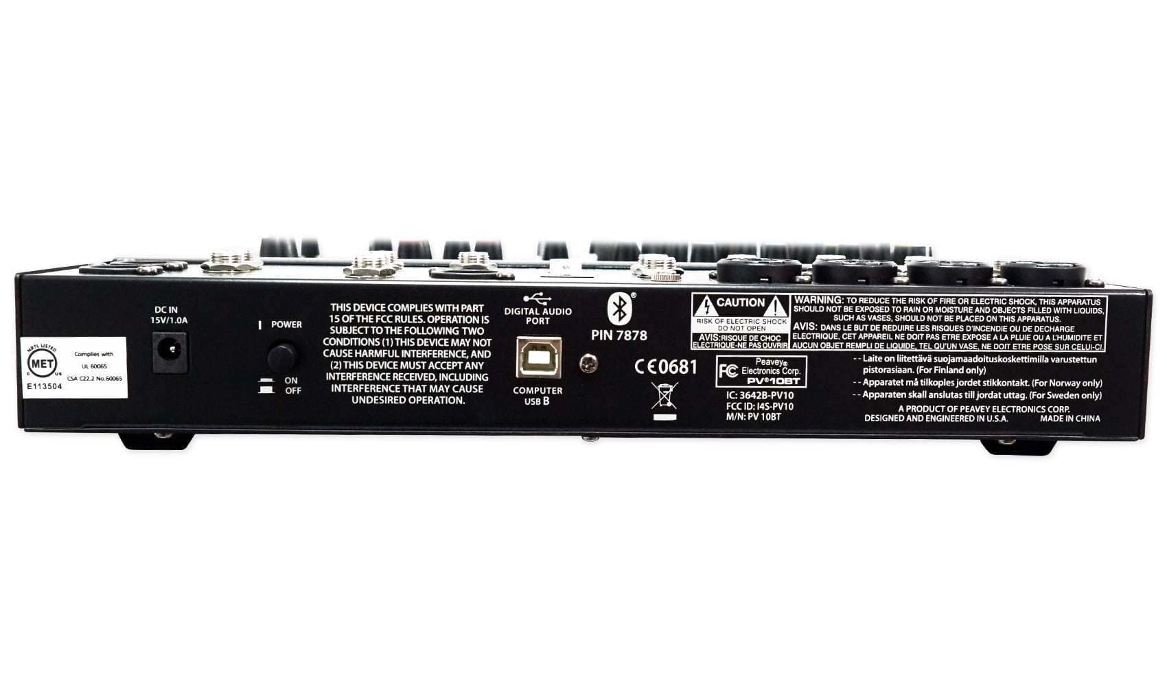 Peavey PV10BT Pro Audio Mixer,4 mic In,Bluetooth/USB,Compressor/Effects Bundle with Peavey PV 20' XLR Female to Male Low Z Mic Cable