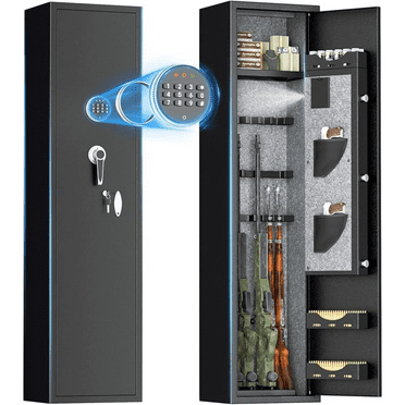 4-6 Gun Safe, Assembled Gun Safe Shotgun for Pistols and Home, Metal Gun Cabinet with Pockets for Handgun, 3 Adjustable Shelf, Firearms