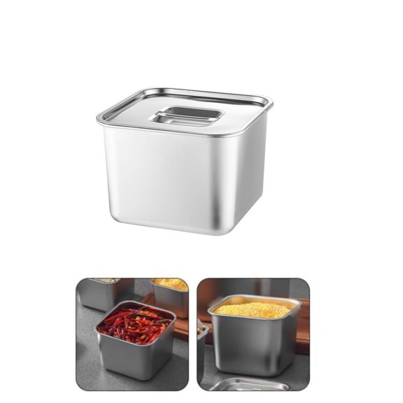 Sturdy Condiment Pot,QZS Portable Seasoning Container for Roast Meat,4.7x3.9In Durable Square Condiment Dish for Home,1Pack