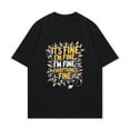 thumbnail image 2 of Black T Shirt With Colorful Christmas Lights And Text Its Fine Im Fine EverythingS Fine For Holiday Party Wear, 2 of 4