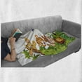 thumbnail image 6 of Cartoon Soft Flannel Fleece Throw Blanket, Style Zoo Animals Safari Jungle Mascots Tropical Forest Wildlife Pattern, Cozy Plush for Indoor and Outdoor Use, 50" x 70", Multicolor, by Ambesonne, 6 of 6
