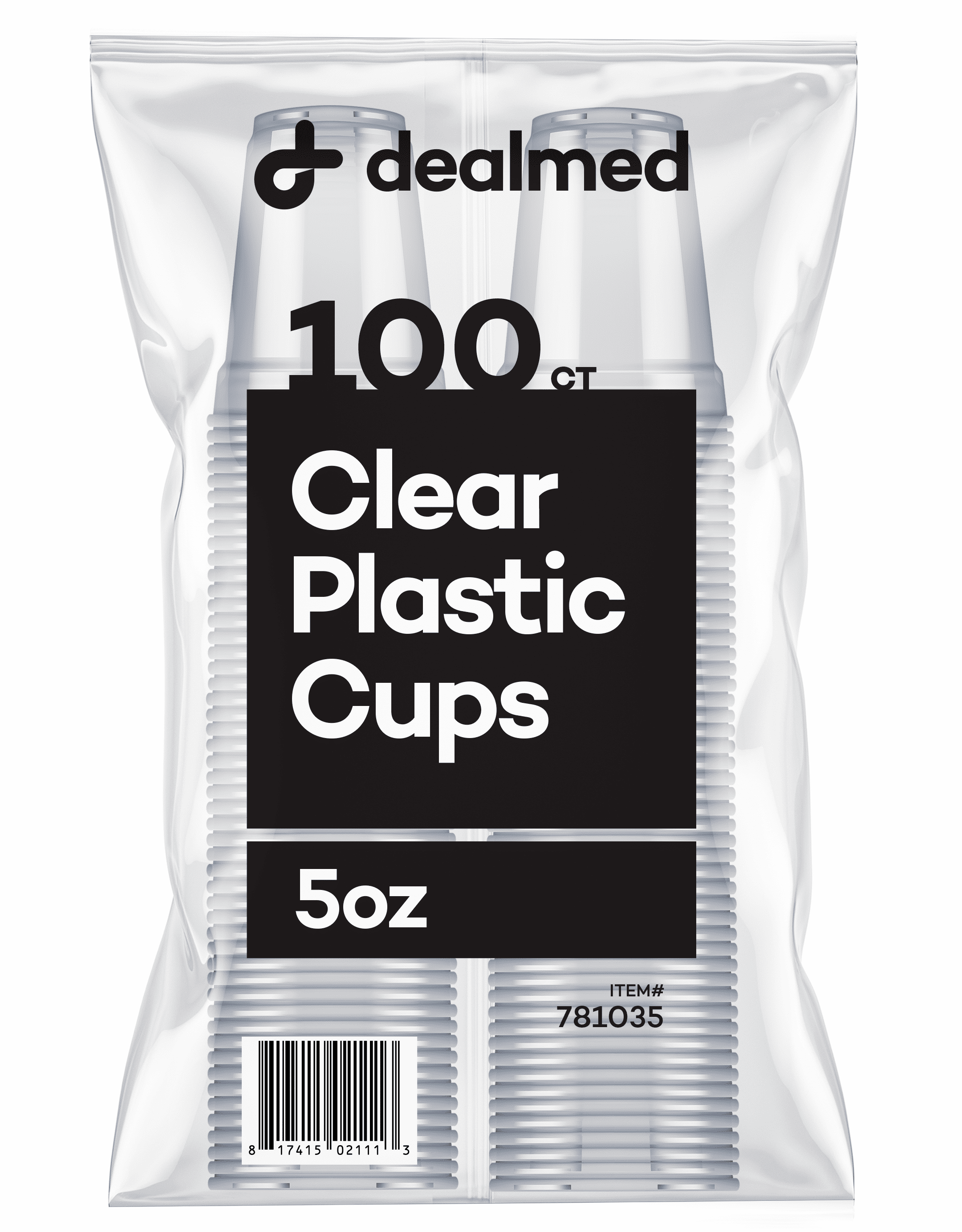 Dealmed Disposable Plastic Cups 100 Recyclable Cups, Ideal for