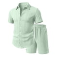 thumbnail image 4 of QSAWXQZ Men's Jacquard 2PC Button Down Set Lapel Short Sleeves Shirt Elastic Waist Shorts with Pockets Beach Outfit for Vacation M, 4 of 7