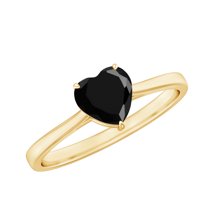 Rosec Jewels Black Onyx Heart Promise Ring for Women - December Birthstone Ring - AAA Quality Certified - Ready to Gift, 14K Yellow Gold, US 13.00
