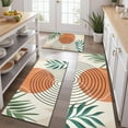 thumbnail image 2 of Orange Boho Geometric and Plant Pattern Kitchen Rugs Sets Of 3,Kitchen Runner Rugs Non Skid Washable,Decorative Kitchen Floor Mats for Kitchen,Sink,Laundry,17"x30"+ 17"x47" + 17"x59", 2 of 6