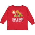 thumbnail image 3 of Inktastic 4th Birthday Party Dinosaur Boys Long Sleeve Toddler T-Shirt, 3 of 5