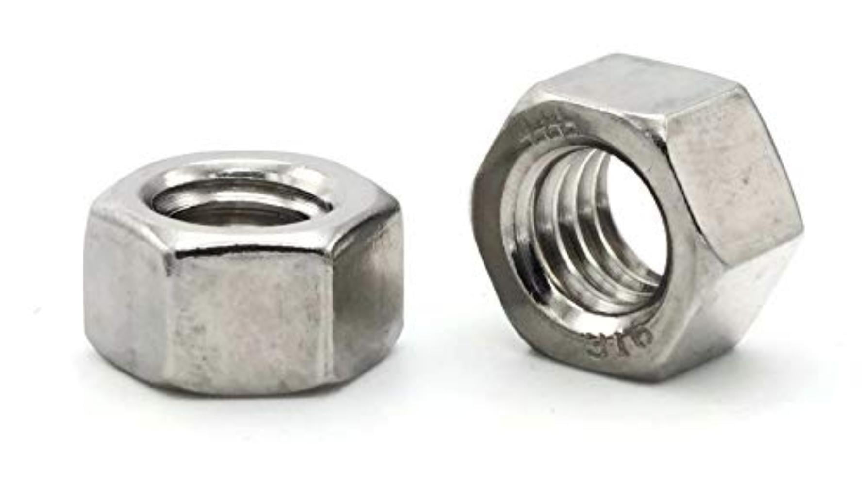 1/2"-13 COARSE THREADED HEX NUT 316 STAINLESS STEEL 100/LOT PLAIN FINISHED 