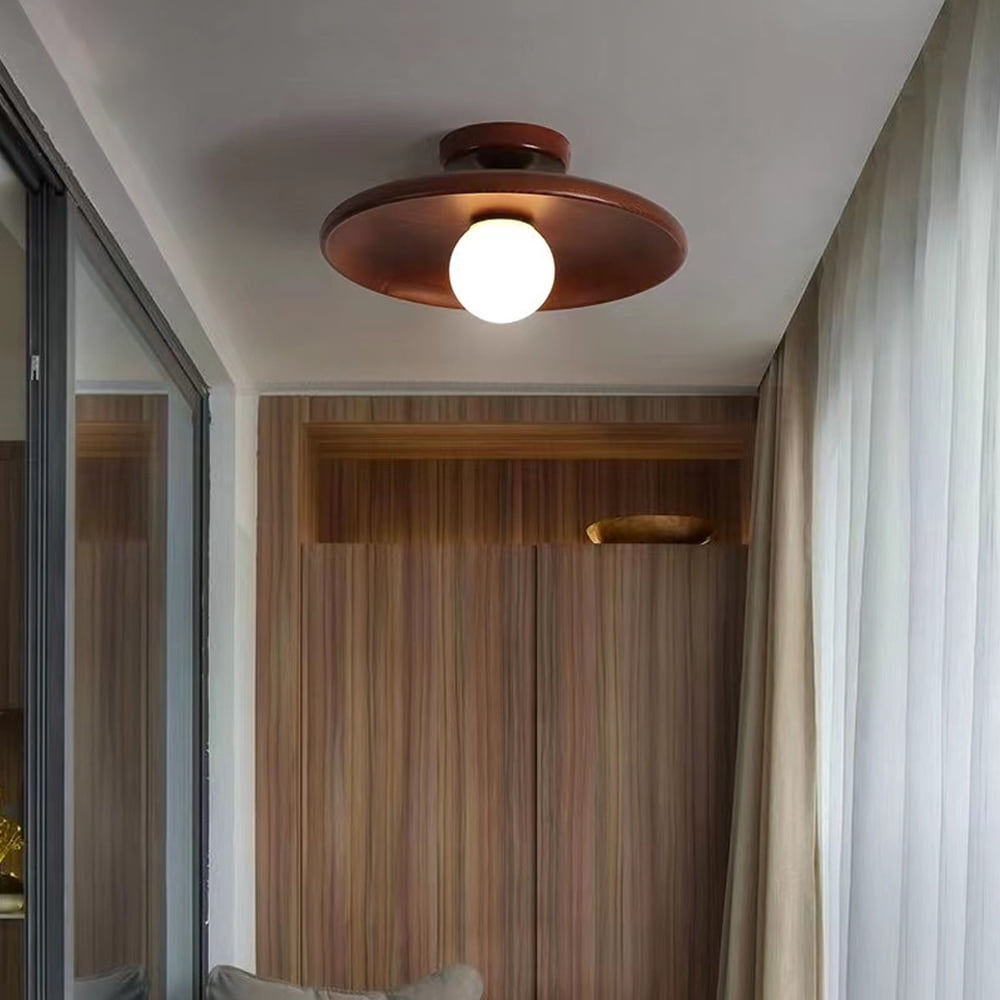 Arturesthome Japanese-style Aisle Small Lamp Flush Mount Solid Wooden Ceiling Light For Dining Room