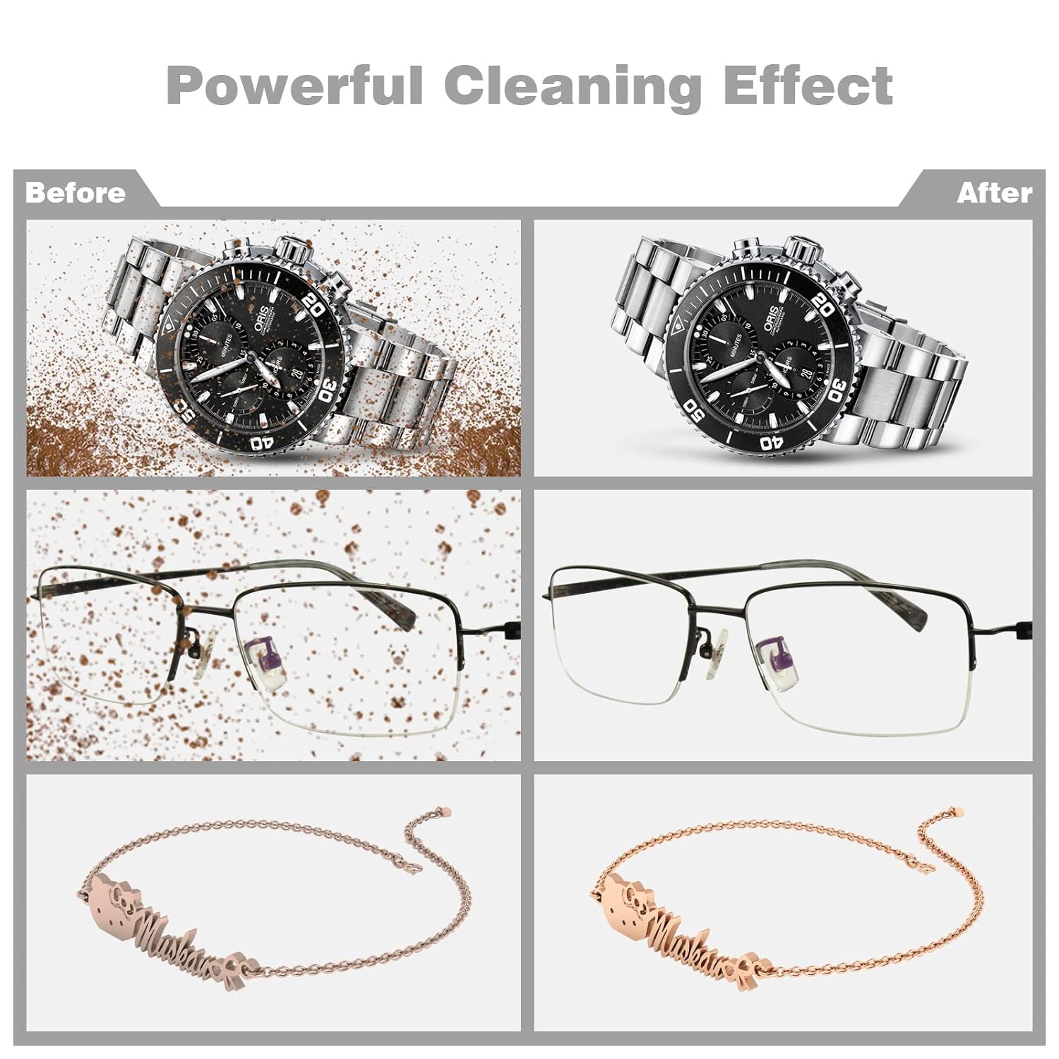 Nettoyeur à Ultrasons 300 Ml - 4 Modes (Lunettes, Bijoux, Montres), Acier Inox, Portable - 8