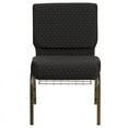 thumbnail image 5 of (10 PACK) 21'' Wide Black Dot Patterned Fabric Church Chair with Book Rack and Gold Vein Frame - Multipurpose Stackable Office Side Chair, 5 of 8