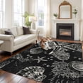 thumbnail image 3 of Area Rug 60×96in, Vintage Sea Creatures on Letter Floor Carpet Living Room Rug, Black White Starfish Coral Non-Slip Welcome Mat Indoor Rugs for Bedroom Dining Room, 3 of 9