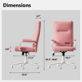 thumbnail image 6 of Homezeer Pink Ergonomic High Back Desk Chair with Adjustable Height, Wheels, Leather Office Chair for Girls, 6 of 10