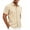 Beige, variant on Men’s Jacquard Knit Button Down Shirts Breathable Stretch Business Casual Short Sleeve Shirt Big and Tall Size S-3XL White