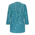 thumbnail image 4 of T-shirt for Women Plus Size 3/4 Sleeve Round Neck Print Casual Blouse Sky Blue XXL, 4 of 5