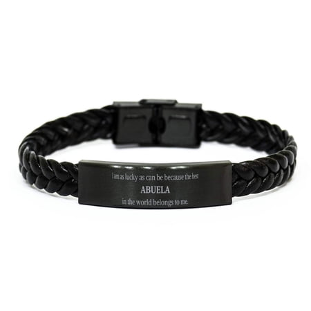 Abuela Braided Leather Bracelet - A Perfect Gift for the Best Abuela in the World - Engraved Inspiration for Birthday and Holidays