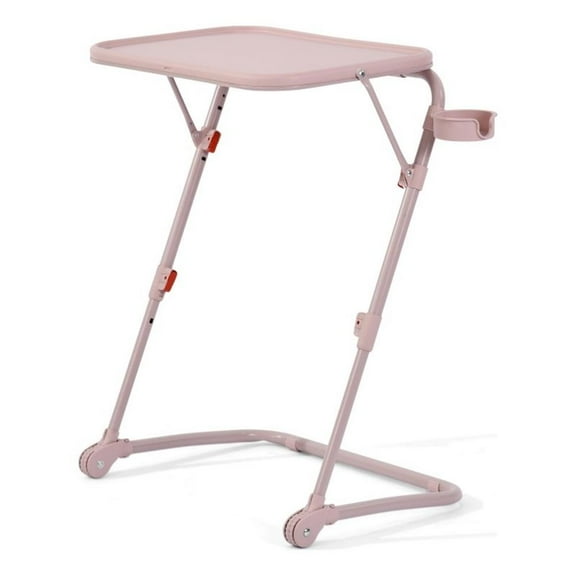 Homycasa Adjustable Folding TV Dining Tray Table with Cup Holder Pink