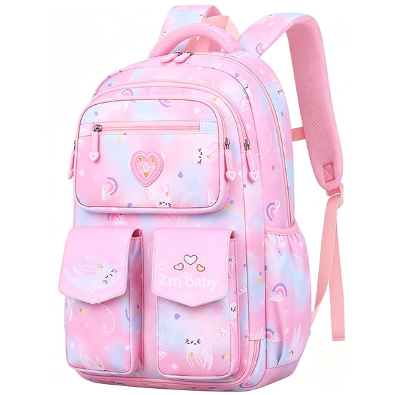 Kivdit School Backpack for Girls,Large Capacity School Bag,Waterproof Bookbag for Kids Teens,Pink