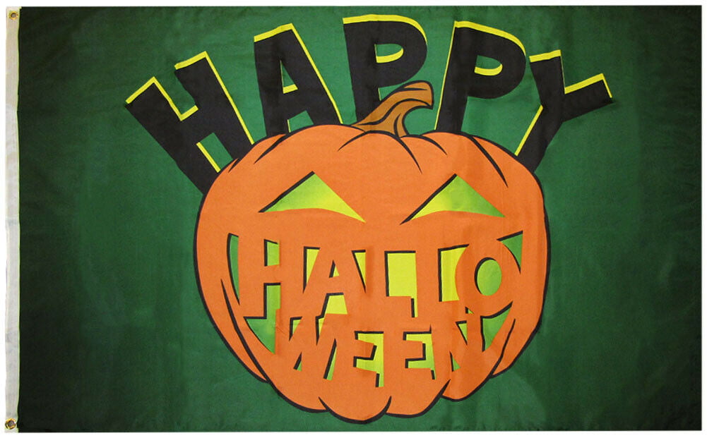 Happy Halloween Jack O Lantern Pumpkin 100D Woven Poly Nylon 3'x5' Flag RUF 
