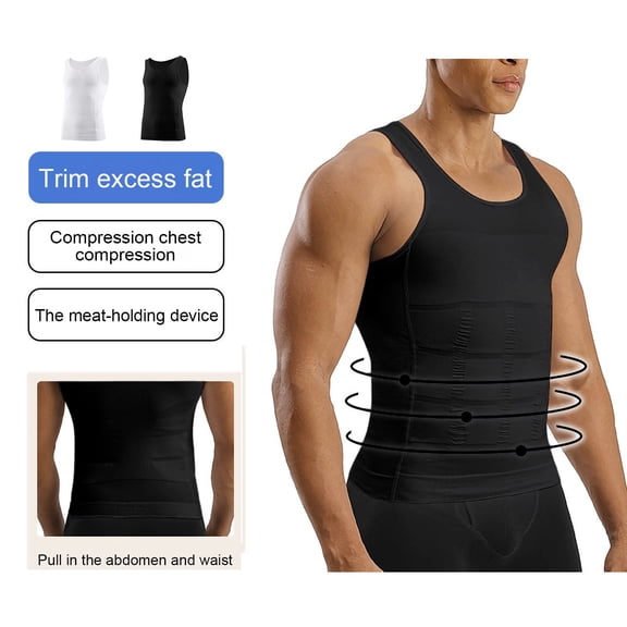 Kalauyu Compression Shapewear Workout Tank Tops for Men Slimming Tummy Control Undershirts Breathable Stretch Sleeveless Workout Body Shaper Tank Tees