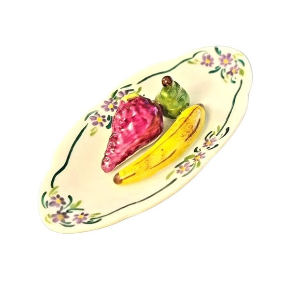 Elegant Fruit Platter for Home Décor Limoges Box Porcelain Figurine