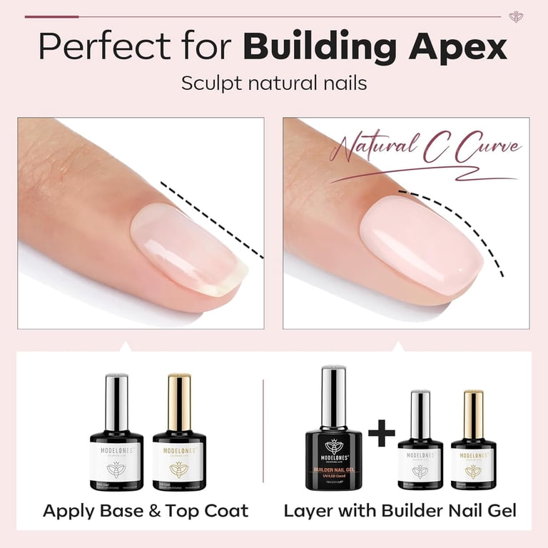 Modelones Top Coat Builder Gel Set, Nude Pink, 10 ml photo 3