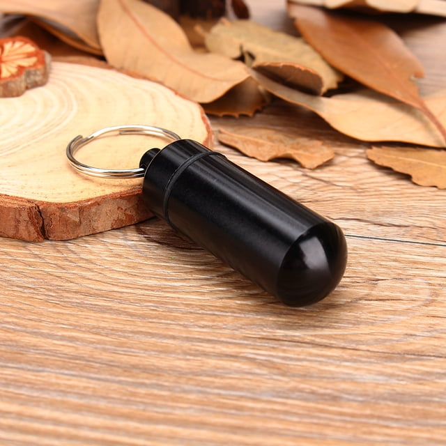 Peahefy Mini Aluminum Pill Box Case Drug Bottle Holder Container Keychain Waterproof,Mini Medicine Container,WaterProof Medicine Container