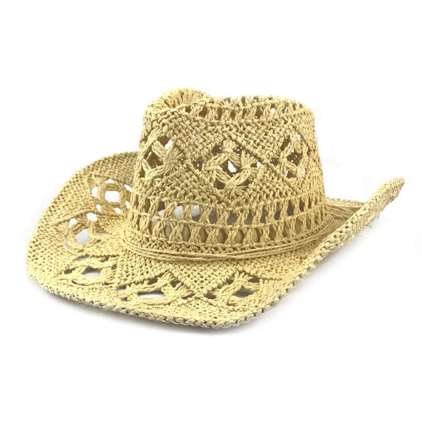 Sombrero de vaquero perforado hecho a mano para mujer/hombre Sombrero de sol de playa de verano de ala ancha de vaquero, ajustable Vhermosa Gorras y Gorros