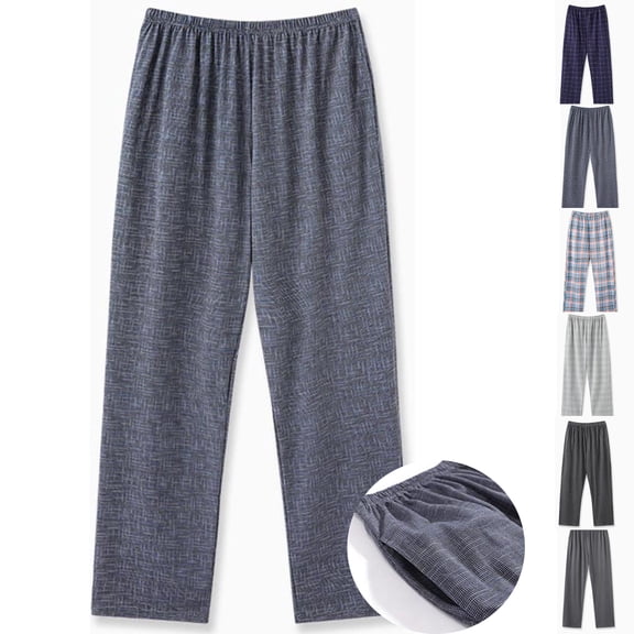 Zenithor Men's Cotton Pajama Pants Straight-Fit Elastic Waist Night Lounge Trousers Soft Pants for Weekend Relaxing or Sleeping M-4XL Black