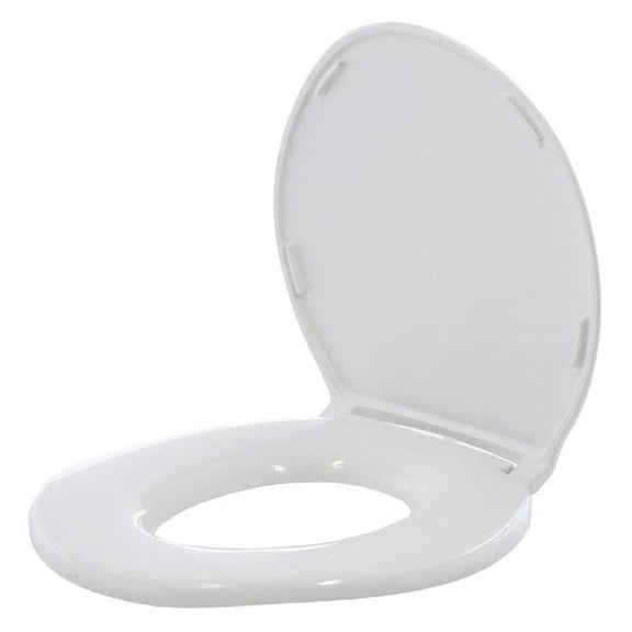 Big John Products 6W Big John 6-W Oversized Seat with Cover – for Round Or Elongated Toilet Bowls – Weight Capacity 800 Pounds – White, Large