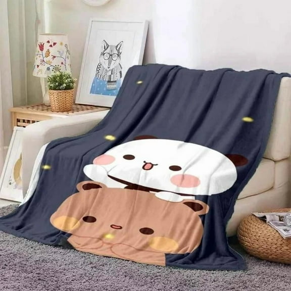 Soft Funny Throw Blanket Cute Bubu And Dudu Series Blanket Cartoon Print Kids Warm Flannel Comfortable Home Travel Bed Blankets Birthday Gift