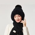 thumbnail image 4 of Daznico Cable Knit Lined Ear Flap Beanie and Ribbed Knit Long Scarf 2 Piece Set Thermal Winter Accessories for Ladies Daily Outdoor Activities in Cold Weather, 4 of 5