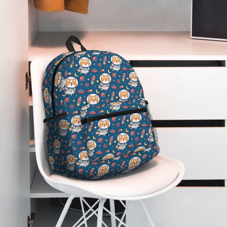 Daiia Astronaut Corgi Dog School Backpack for Men Women  display picture 1