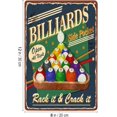 thumbnail image 2 of Billiards Tin Sign, Vintage Billiards Poster Side Pocket Tin Signs for Home Bar Coffee 12" X 8"in, 2 of 5