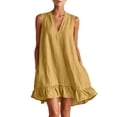thumbnail image 3 of Shihyeh Womens Swimsuit Cover Up Shirt Ruffle Short Sleeve Bathing Suit Coverups V Neck Flowy Ruffled Beach Bikini Dress, 3 of 8