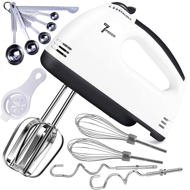 Charlodey 7 Speed Hand Mixer for Kitchen Quick with 6 Stainless Accessories 6 Measuring Spoons Egg Separator for Easy Whipping Dough Baking Cake Egg Home and kitchen Multicolor