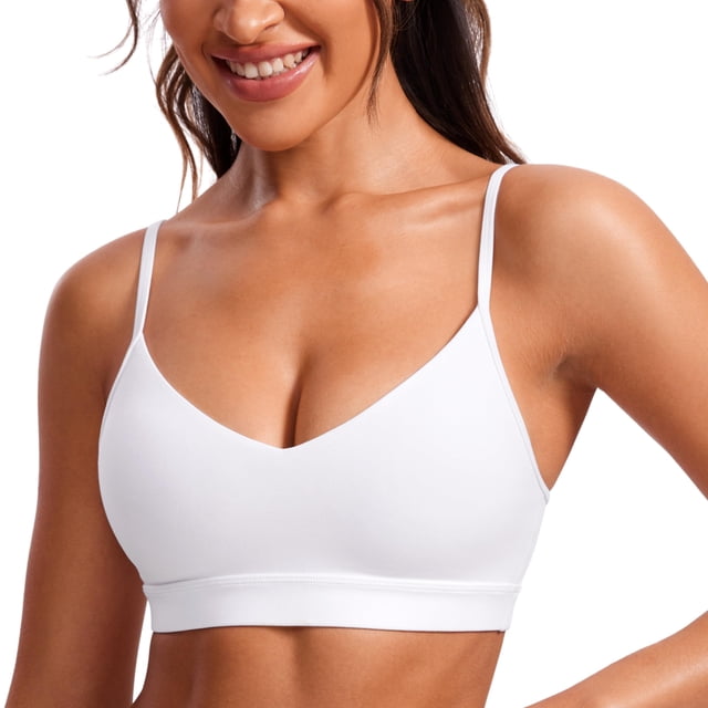 Sujetador deportivo CRZ YOGA Butterluxe con cuello en V acolchado blanco para mujer