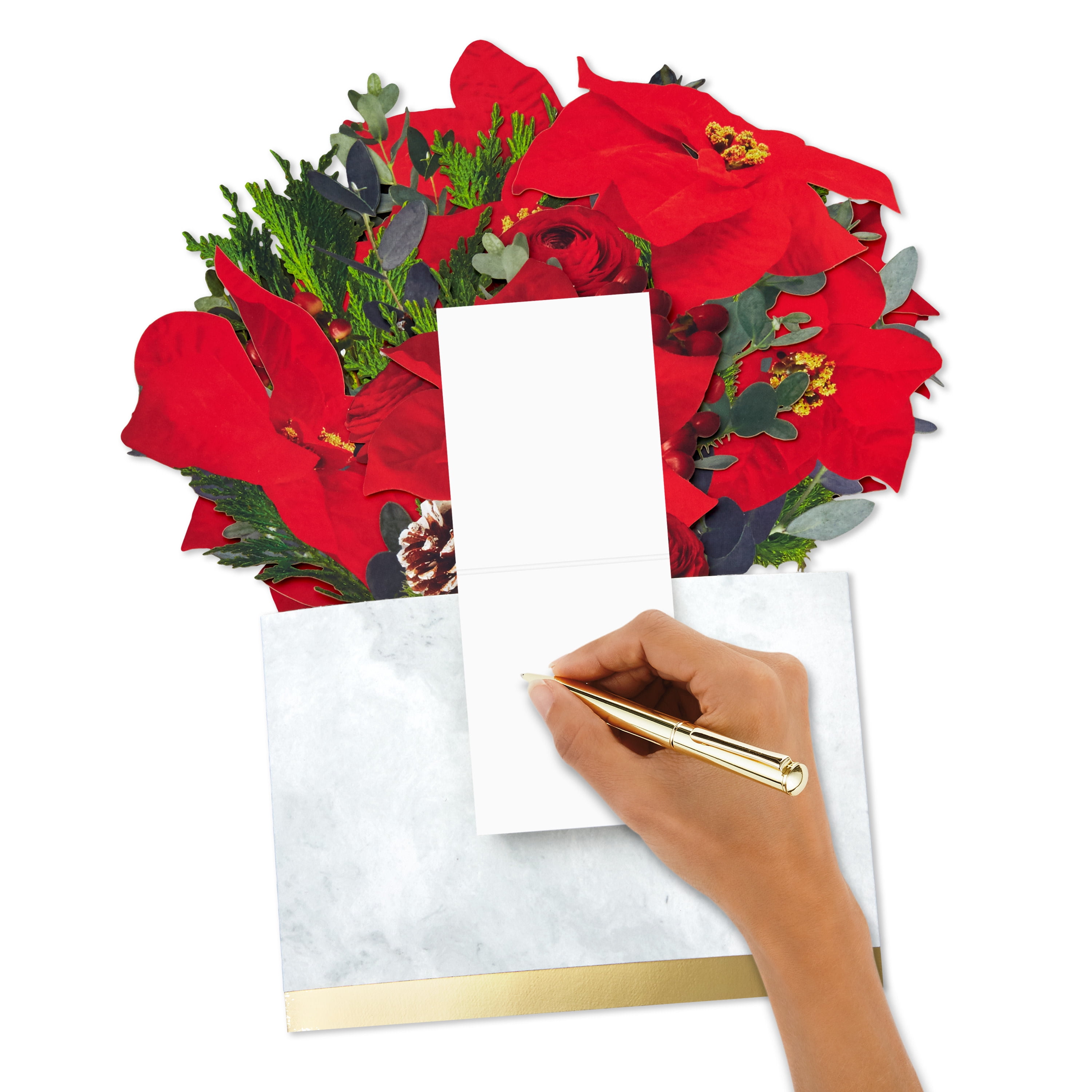 Hallmark Paper Wonder 3D Pop-Up Christmas Greeting Card (Merry Christmas Poinsettia Flower Bouquet)
