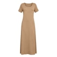 thumbnail image 7 of Yteetum Maxi Dresses for Women Summer Short Sleeve Crewneck A Line T Shirts Dresses Casual Solid Round Neck Loose Lightweight Comfy Long Dress, 7 of 7