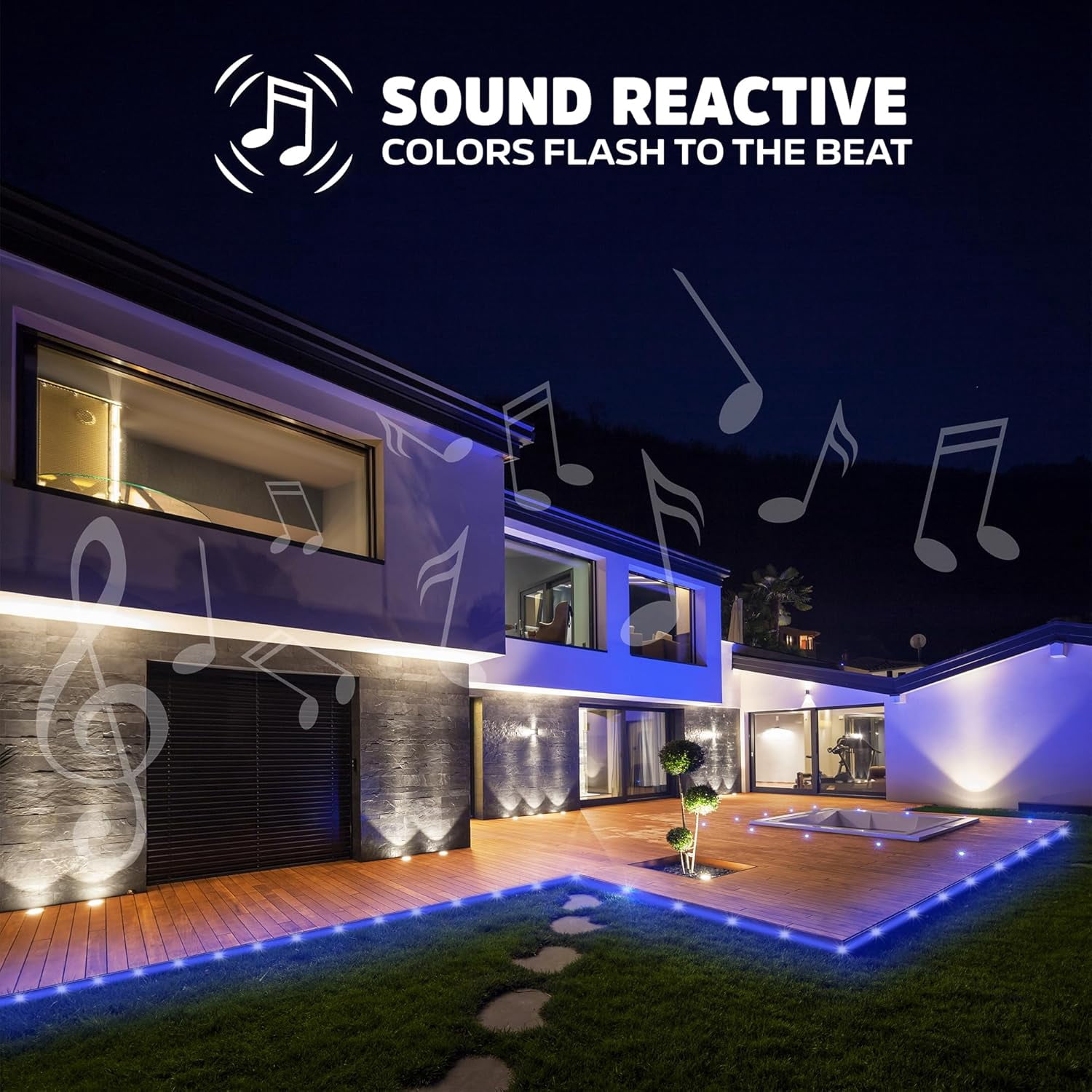 Energizer Smart LED Strip Lights, Waterproof & Sound Reactive Light Strips for Indoor/Outdoor, 50 ft