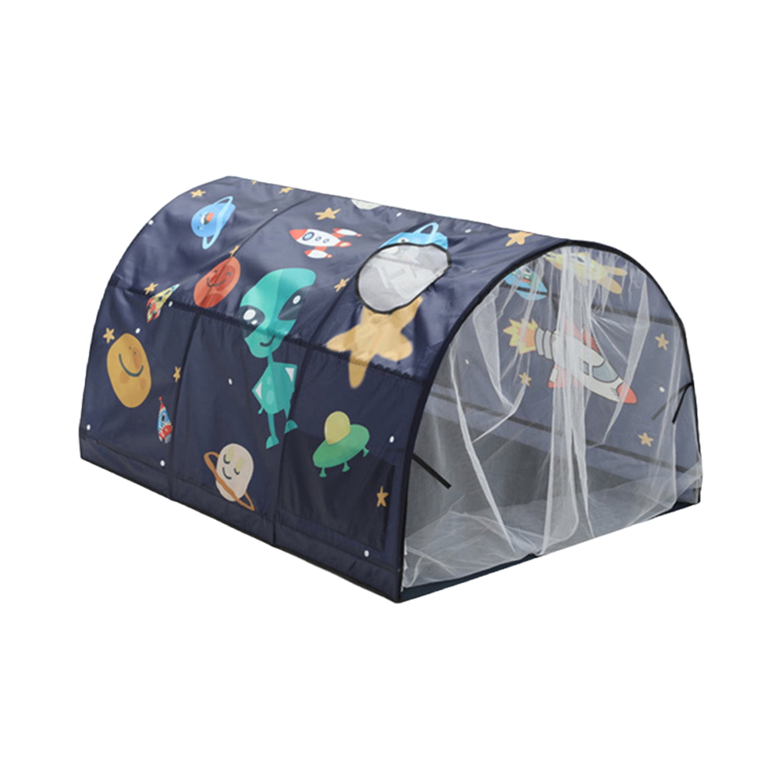 Tente De Jeux Enfant Avec Tissu Phosphorescente Et Guirlande Lumineuse Et Drapeaux Cabane Enfant