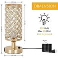 thumbnail image 2 of Usb Crystal Table Lamp Golden Table Lamp With Dual Usb Charging Ports For Bedroom, 2 of 3