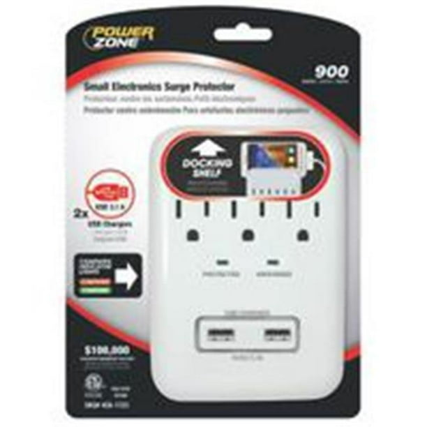 Power Zone Surge Prot 3 Outlt Wht W/2 Usb OR802112