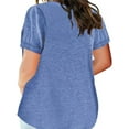 thumbnail image 3 of Plus-Size Women's Solid Color Short-Sleeved V-Neck Button Loose Casual top, 3 of 4